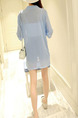 Blue Loose See-Through Coat for Casual