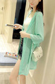 Green Loose See-Through Coat for Casual
