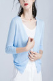 Blue Slim Single-Breasted Knitting Long Sleeve Coat for Casual Office