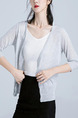 Light Gray Slim Single-Breasted Knitting Long Sleeve Coat for Casual Office
