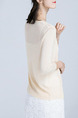 Beige Slim Single-Breasted Knitting Long Sleeve Coat for Casual Office