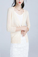 Beige Slim Single-Breasted Knitting Long Sleeve Coat for Casual Office