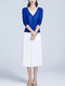 Royal Blue Slim Single-Breasted Knitting Long Sleeve Coat for Casual Office