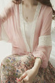 Pink Loose Linking Lace Long Sleeve Coat for Casual