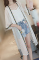 White Loose Linking Printed Coat for Casual
