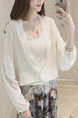 White Loose Linking Lace Long Sleeve Coat for Casual