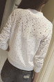 White Slim Lace Cutout Long Sleeve Plus Size Coat for Casual Office