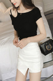 Black Plus Size Slim Linking Sling Off-Shoulder Top for Casual Party