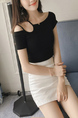 Black Plus Size Slim Linking Sling Off-Shoulder Top for Casual Party