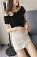 Black Plus Size Slim Linking Sling Off-Shoulder Top for Casual Party
