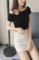 Black Plus Size Slim Linking Sling Off-Shoulder Top for Casual Party