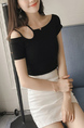 Black Plus Size Slim Linking Sling Off-Shoulder Top for Casual Party