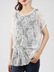 White and Black  Round Neck Lace Mesh Stripe Knitted Vest Two Piece Top for Casual