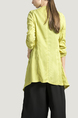 Yellow Loose Lapel Cardigan Buckled Asymmetrical Hem Fake Pocket Long Sleeves Top for Casual Office