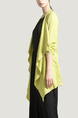 Yellow Loose Lapel Cardigan Buckled Asymmetrical Hem Fake Pocket Long Sleeves Top for Casual Office