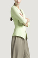 Green V Neck Lapel Suit Cardigan Single-breasted Fake Pocket Top for Casual Office