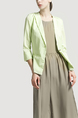 Green V Neck Lapel Suit Cardigan Single-breasted Fake Pocket Top for Casual Office