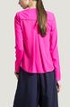 Rose Red V Neck Suit Pocket Cardigan Zipped Chiffon Linking Long Sleeves Top for Casual Party Evening Office