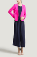 Rose Red V Neck Suit Pocket Cardigan Zipped Chiffon Linking Long Sleeves Top for Casual Party Evening Office