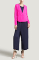 Rose Red V Neck Suit Pocket Cardigan Zipped Chiffon Linking Long Sleeves Top for Casual Party Evening Office