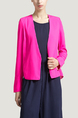 Rose Red V Neck Suit Pocket Cardigan Zipped Chiffon Linking Long Sleeves Top for Casual Party Evening Office