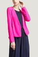 Rose Red V Neck Suit Pocket Cardigan Zipped Chiffon Linking Long Sleeves Top for Casual Party Evening Office