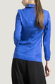 Blue V Neck Lapel Suit Linking Pocket Cardigan Single-breasted Long Sleeves Top for Casual Party Office Evening