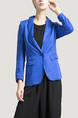 Blue V Neck Lapel Suit Linking Pocket Cardigan Single-breasted Long Sleeves Top for Casual Party Office Evening