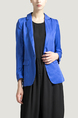 Blue V Neck Lapel Suit Linking Pocket Cardigan Single-breasted Long Sleeves Top for Casual Party Office Evening