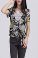 Colorful Blouse Lace Printed Top for Casual Office Party