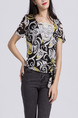 Colorful Blouse Lace Printed Top for Casual Office Party