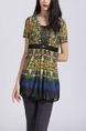 Colorful Blouse Lace Top for Casual Party Office