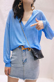 Blue Blouse Button Down Long Sleeve Top for Casual Office Party
