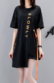 Black Round Neck Plus Size Tee Top for Casual