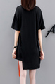 Black Round Neck Plus Size Tee Top for Casual