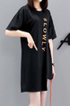 Black Round Neck Plus Size Tee Top for Casual