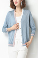 Blue Button Down Long Sleeves Cardigan for Casual