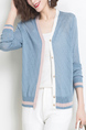 Blue Button Down Long Sleeves Cardigan for Casual