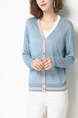 Blue Button Down Long Sleeves Cardigan for Casual