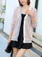 Pink Button Down Long Sleeves Cardigan for Casual