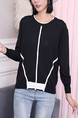 Black Round Neck Long Sleeve Top for Casual Party Office