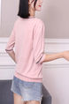 Pink Round Neck Tee Top for Casual
