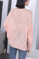 Pink Round Neck Long Sleeve Knitted Top for Casual