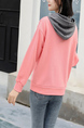 Pink Long Sleeve Drawstring Hoodie for Casual