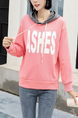 Pink Long Sleeve Drawstring Hoodie for Casual