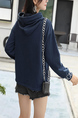 Blue Long Sleeve Drawstring Hoodie for Casual
