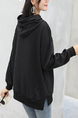 Black Long Sleeve Drawstring Hoodie for Casual