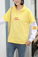 Yellow and White Long Sleeve Drawstring Hoodie for Casual