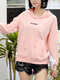 Pink Long Sleeve Drawstring Hoodie for Casual