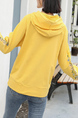 Yellow Long Sleeve Drawstring Hoodie for Casual